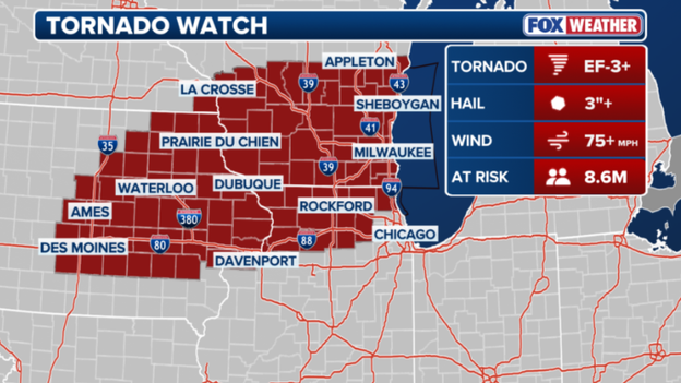 Tornado Watch issued for parts of the Midwest tonight