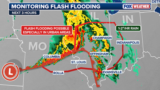 Flash flood threat intensifies across Missouri and Illinois through midday