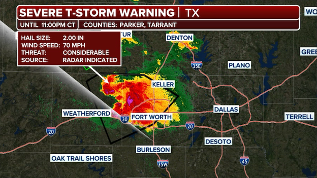 Dangerous severe thunderstorm slams Fort Worth