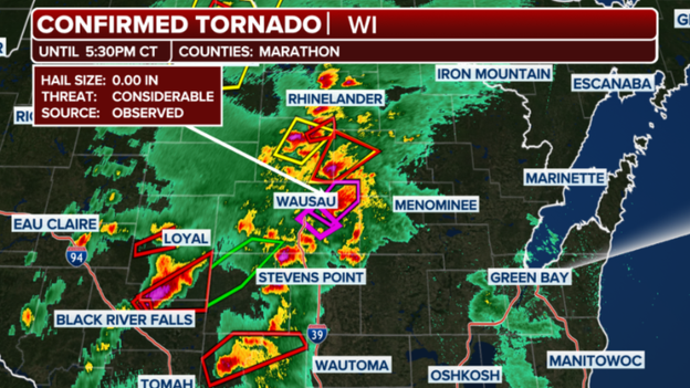 Dangerous tornado touches down in Wisconsin