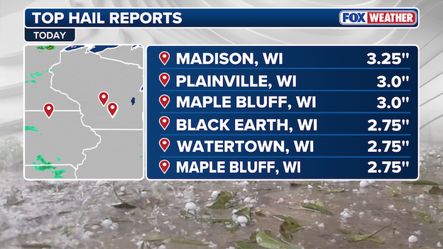 Top hail reports: Massive hail reported across Wisconsin