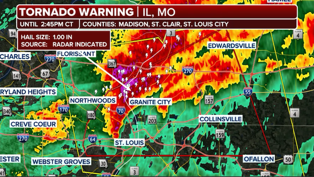 St. Louis under second Tornado Warning of the day as dangerous storm roars over the city
