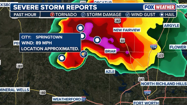 Incredible 89 mph gust recorded as violent storm sweeps through Springtown