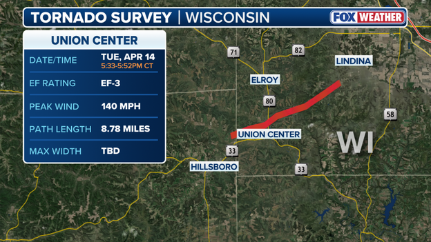Union Center, Wisconsin, tornado rated an EF-3