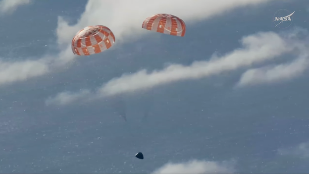Flowers in the Sky: Three main parachutes deployed