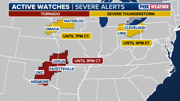 Tornado Watches issued for parts of Central US