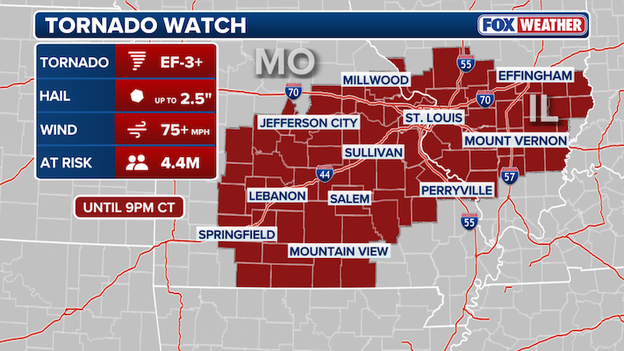 Tornado Watch issued for St. Louis and Southern Illinois: "Intense tornadoes" possible