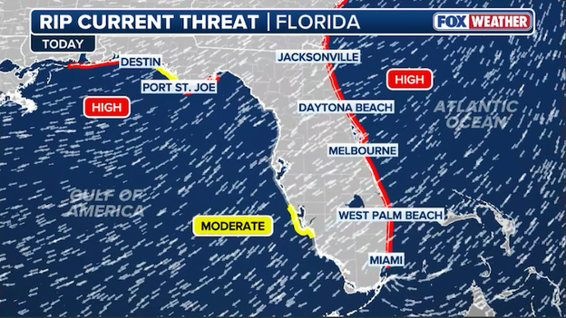 Life-threatening rip currents and high surf grip Florida’s Atlantic and Gulf coasts