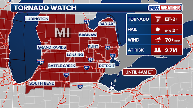 Tornado Watch issued for parts of Indiana and Michigan until 4 AM EDT