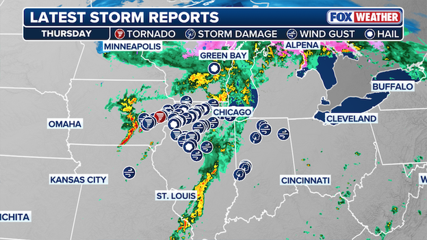 Severe storms roll through Midwest, leaving damage and large hail in their wake