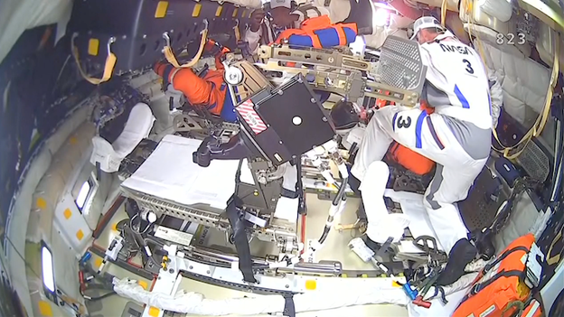 Astronauts strap into Orion for historic journey around the Moon