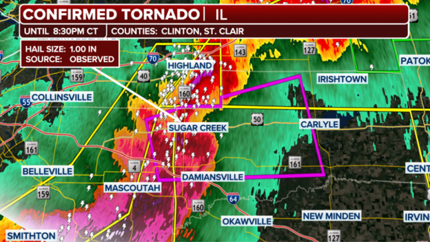 First confirmed tornado on the ground in Illinois