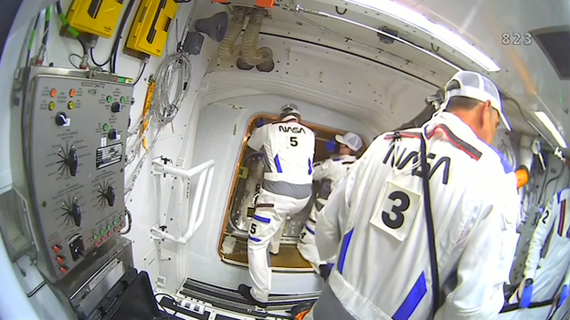 Crew strapped in and ready as NASA works final technical checks at Pad 39B
