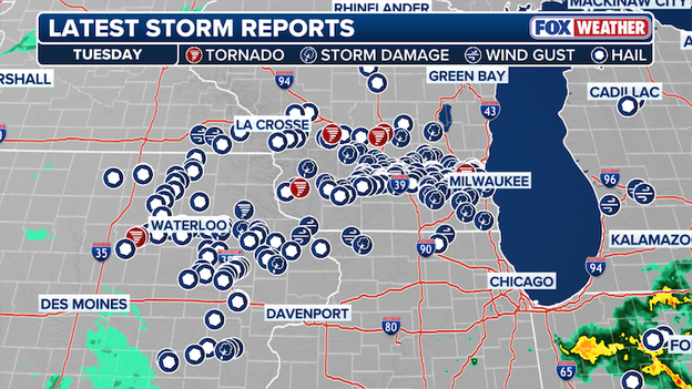 Tuesday Storm Reports: Midwest severe weather outbreak brings tornadoes, damaging winds, giant hail