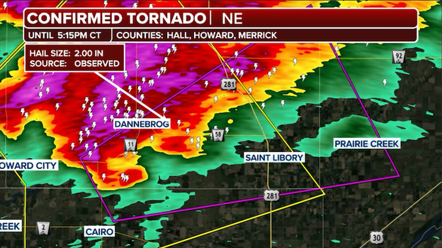 Spotters confirm tornado near Dannebrog, Nebraska