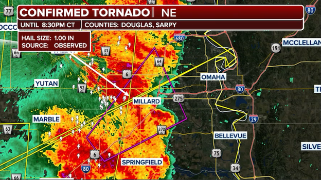 Confirmed tornado moving toward southwest Omaha suburbs