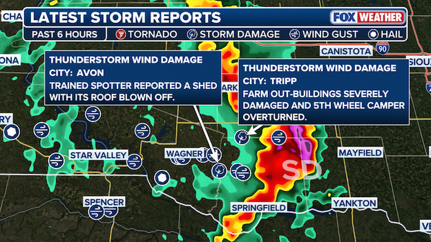Buildings damaged and camper overturned in South Dakota severe storms