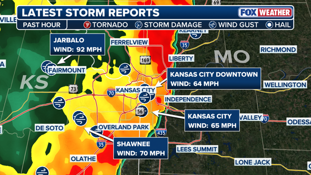 Powerful wind gusts impact Kansas City during severe thunderstorms