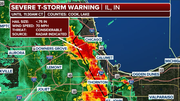 Severe Thunderstorm Warning issued for Chicago