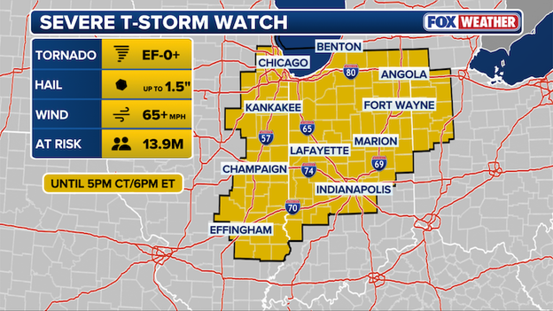 Severe Thunderstorm Watch issued for Chicago and Indianapolis