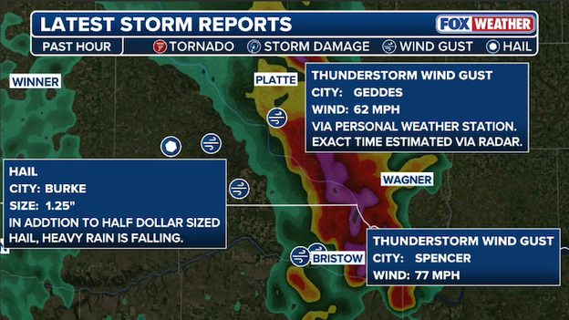Severe thunderstorms hammer South Dakota-Nebraska border with damaging winds and hail