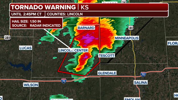 Tornado Warning issued for storm targeting Kansas