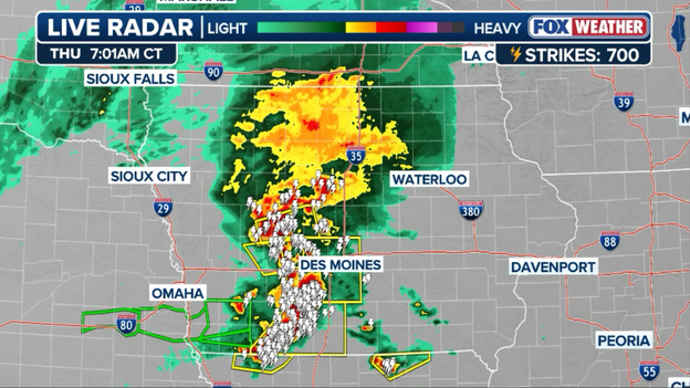 Vicious storms unleash 80 mph winds and Tornado Warnings in storm-weary Iowa this morning