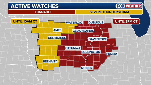New Tornado Watch issued for parts of Iowa, Illinois and Missouri as severe threat escalates