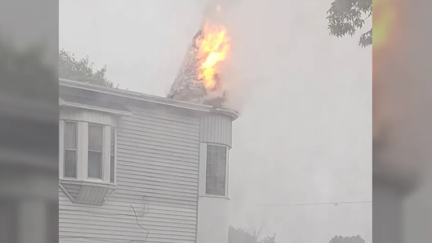 Roofs ripped off and house fire sparked as severe weather batters Wisconsin communities