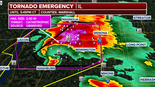 Tornado Emergency issued in Marshall County, Illinois