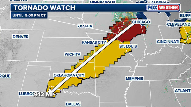 Severe weather watches span hundreds of miles across the Midwest