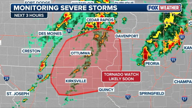 Storm Prediction Center warns Tornado Watch is highly likely for Iowa, Illinois, and Missouri