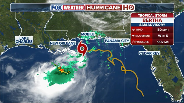 8 am advisory: Tropical Storm Bertha targets Gulf Coast with 50 mph winds