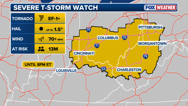 Severe Thunderstorm Watch issued for over 10 million in Ohio, Pennsylvania, and West Virginia