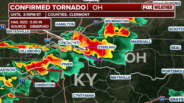 Confirmed Tornado moving through Clermont County just outside Cincinnati