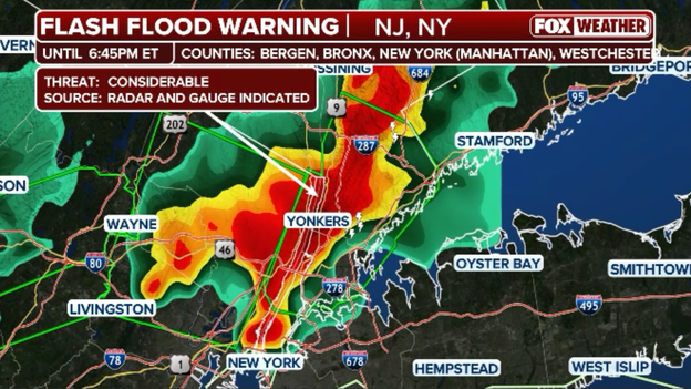 Flash Flood Warning issued for New York City as torrential rain hammers the metro