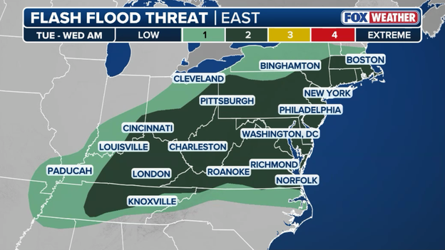 Flash flooding and damaging winds loom as multi-round storm system takes aim at I-95 corridor