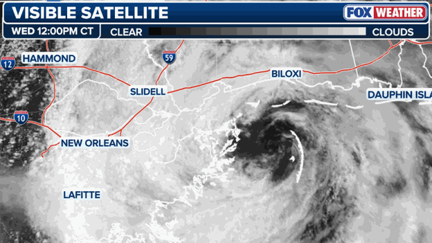 Center of Bertha is starting to move onshore in Louisiana