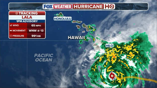 1 p.m. ET update: Heavy rain, tropical-storm winds spread over Hawaii as Lala nears