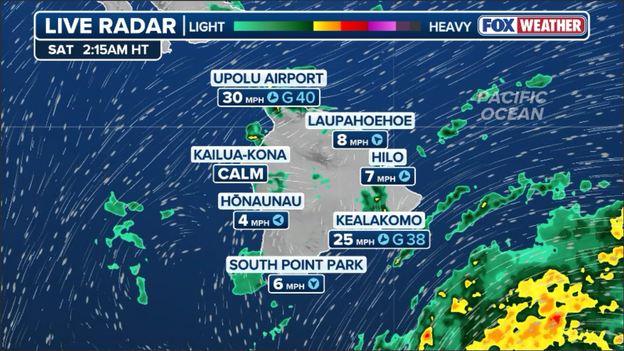 Lala's outer bands lash Big Island with squalls, gusty winds
