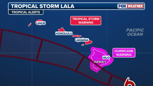 Hawaii under Hurricane, Tropical Storm Warnings as Lala nears