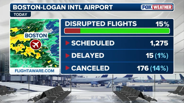 Travel misery in Boston as nor'easter winds ground flights
