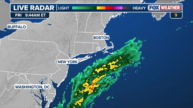 First rain bands from nor'easter nearing Long Island and Nantucket
