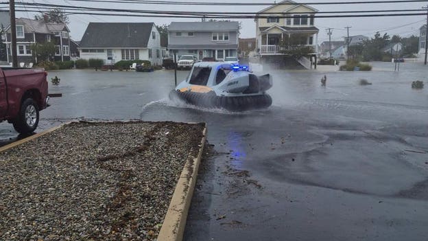 Hovercraft deployed along the Jersey Shore as coastal flooding inundates waterfront communities