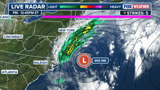 Nor'easter intensifying, reaching storm-force intensity