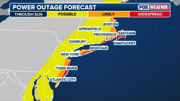 Where the nor'easter poses the greatest risk for widespread outages