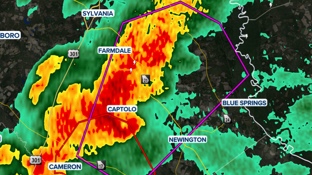 First Tornado Warning of afternoon issued in Georgia as Isaias moves inland