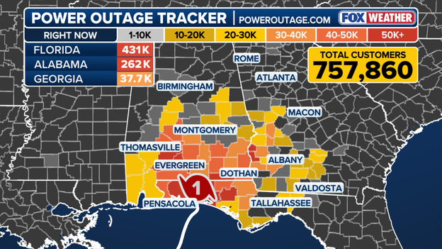 Power outages spike to more than 760,000 across Southeast