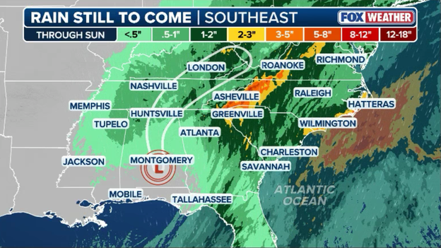 Flood threat shifts to North Georgia and Western North Carolina