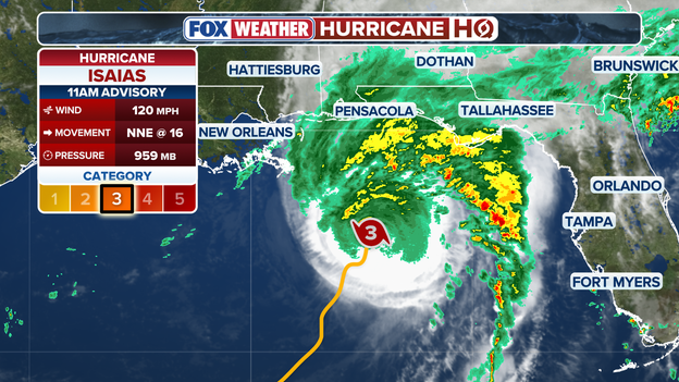 11 a.m. ET advisory: Maximum winds hit 120 mph with 959 mb pressure